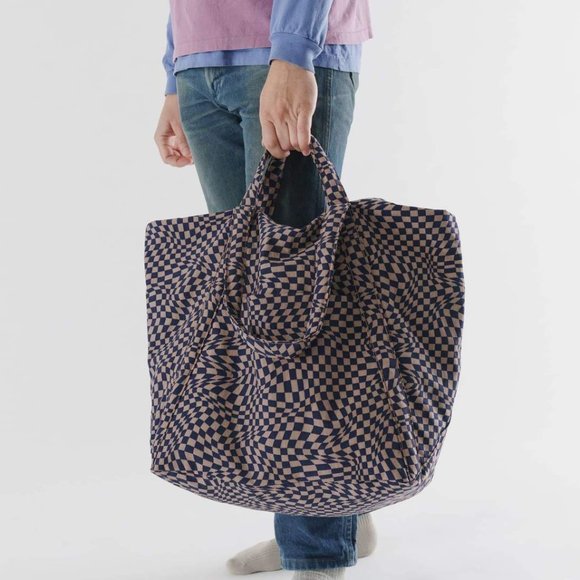 NWT Baggu Travel Cloud Bag - Indigo Trippy Checker